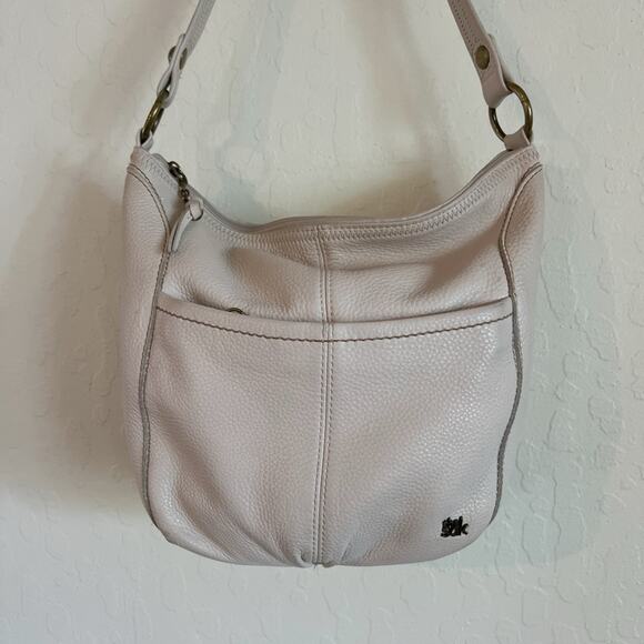 The Sak Iris Leather Shoulder Bag Purse Hobo Tote Handbag Ivory Classic Pockets - Picture 2 of 10